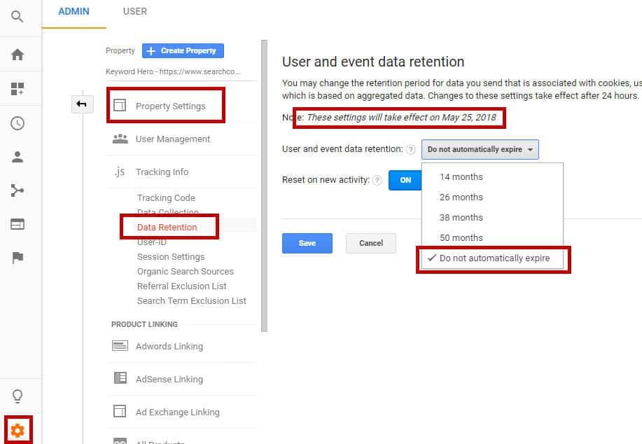 Google Analytics Data Retention