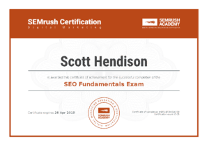 SEMrush Academy Certificate
