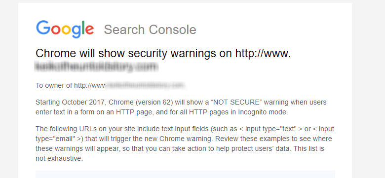 Google Search Console SSL warnings