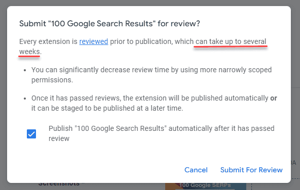 Submitted Google Chrome Add-in