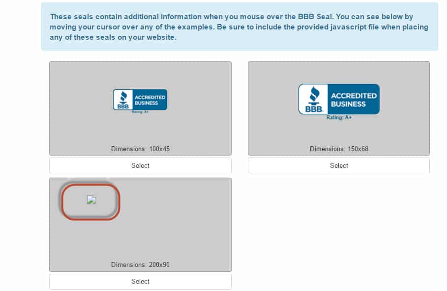 BBB logo shows as missing in their dashboard