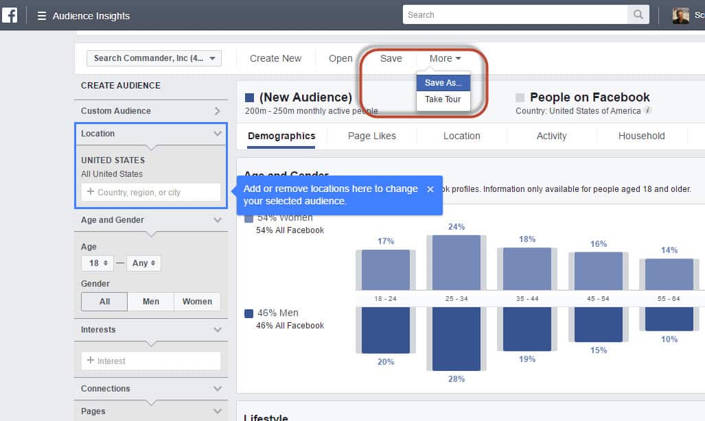 Unable to Save from Facebook Audience Insights