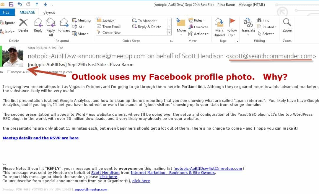 How to Stop Outlook from Using Your Facebook Profile Image